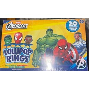 Marvel Superhero Themed Lollipop Rings Kids Birthday Party Favor Candy 20 Count